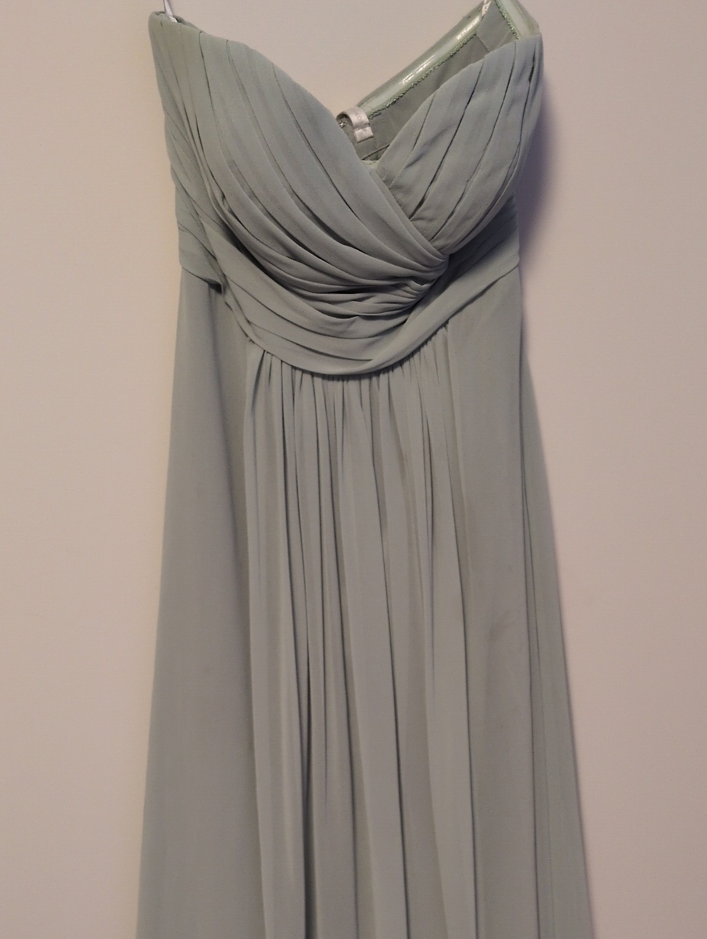 Bill Levkoff Sage Green Strapless Chiffon Gown